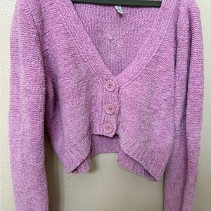 Urban Outfitters Dina cropped Cardigan NWOT Size L powder pink